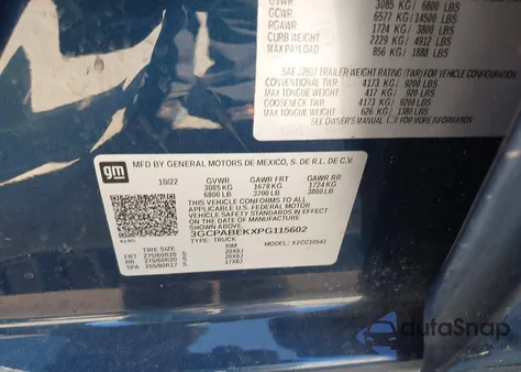 2023 Chevrolet Silverado 1500 2Wd Short Bed Custom from USA, damaged, VIN 3GCPABEKXPG115602